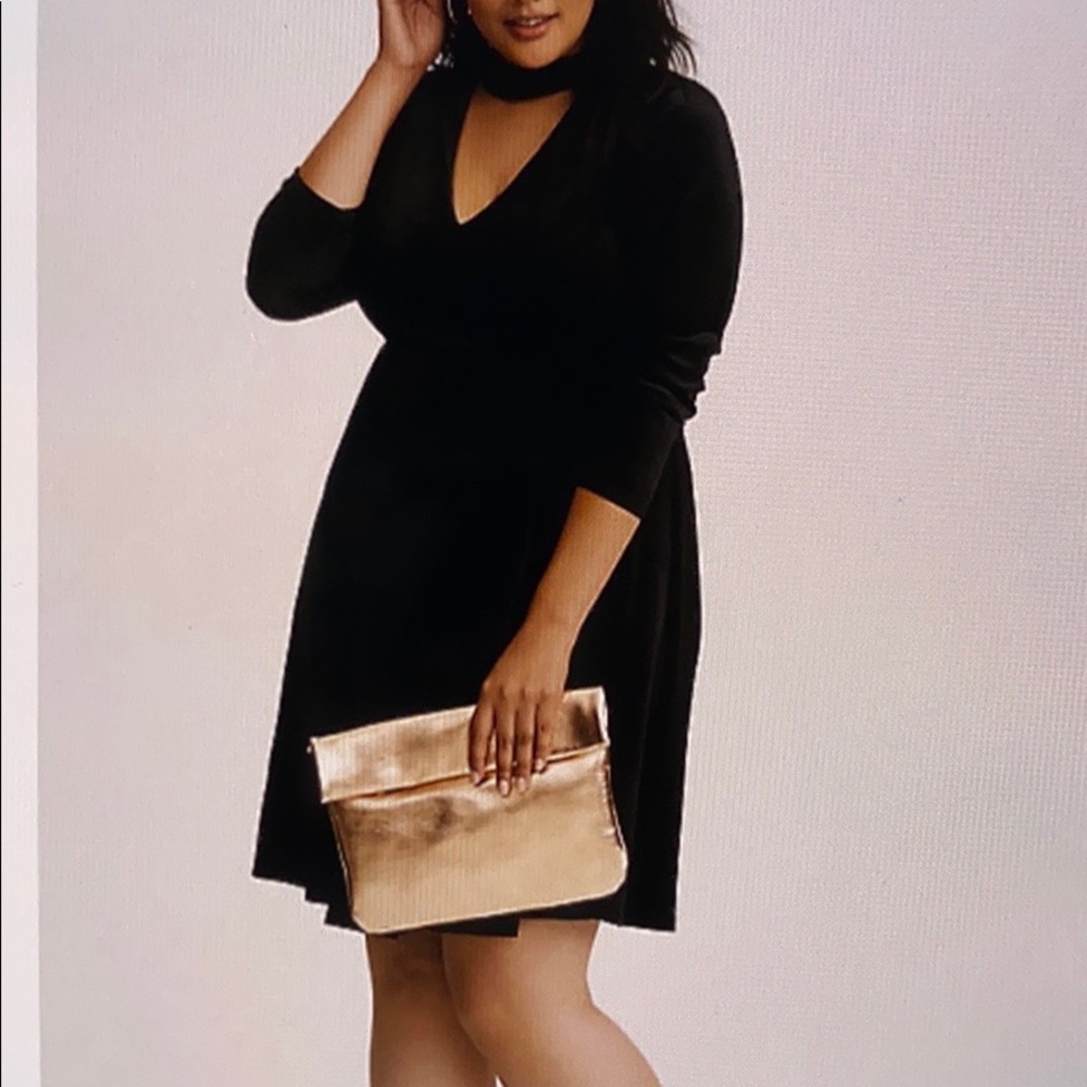 Black velvet long sleeve dress